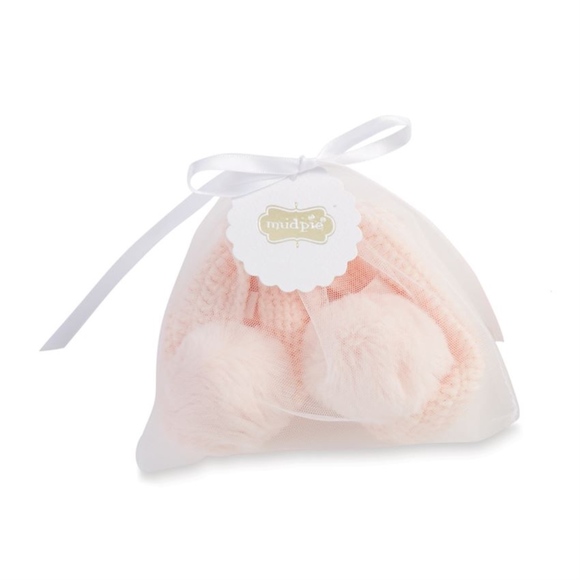 NWT Mudpie Pink Crochet Pom-Pom booties 0-6months - Picture 2 of 4